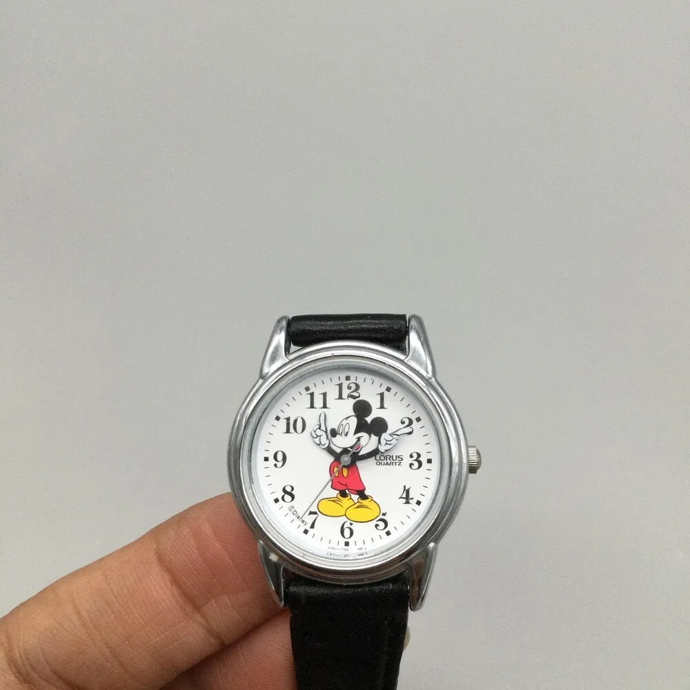 Vintage Lorus Womens Watch 26mm White Mickey Mouse Disney Leather New Battery